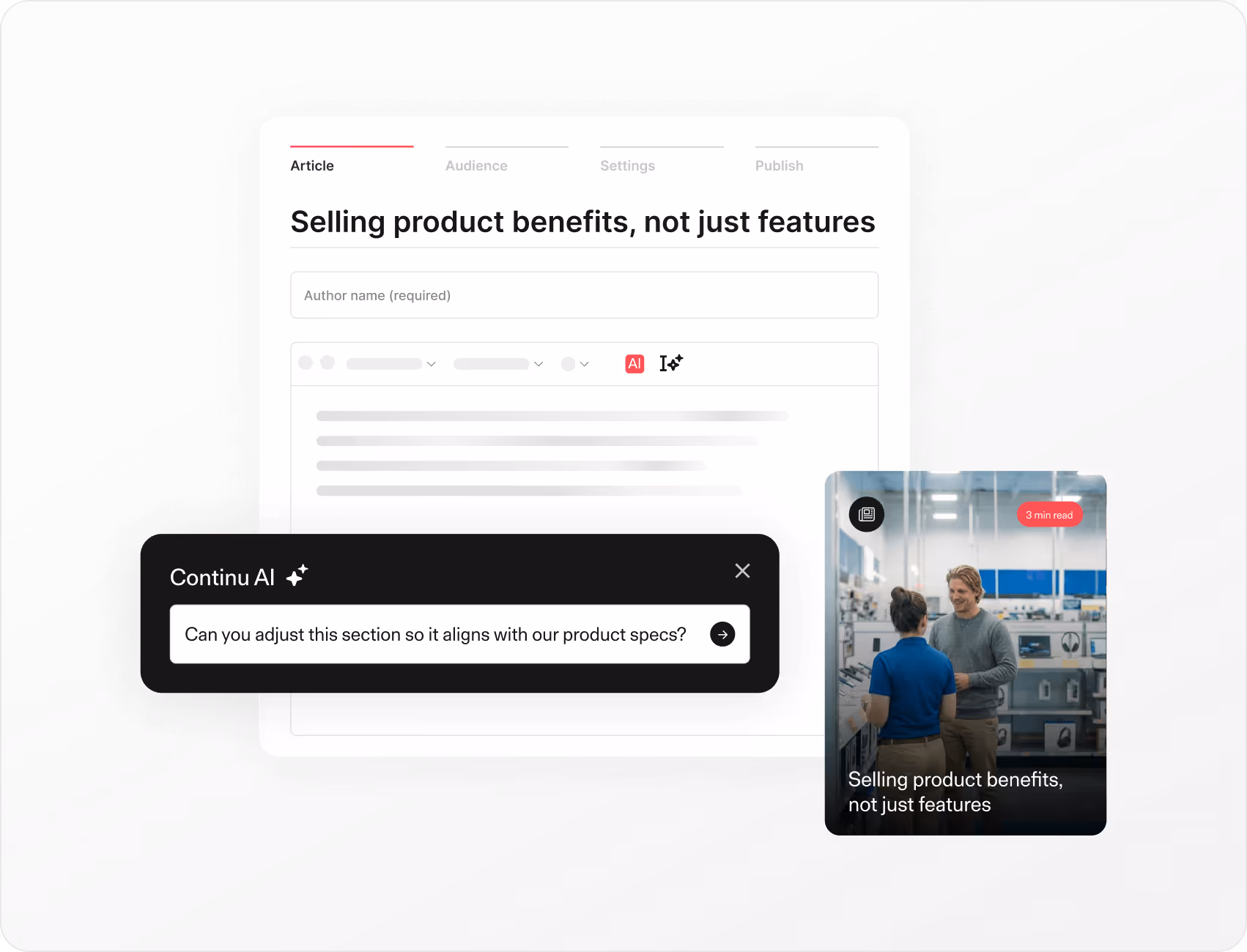 AI-assisted content authoring software with live previews.