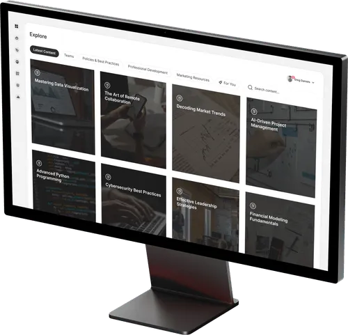 Continu's Explore feature on a desktop mockup.