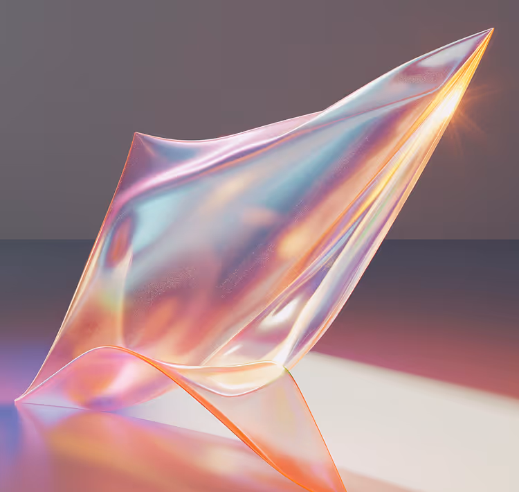 An abstract shape made of glass